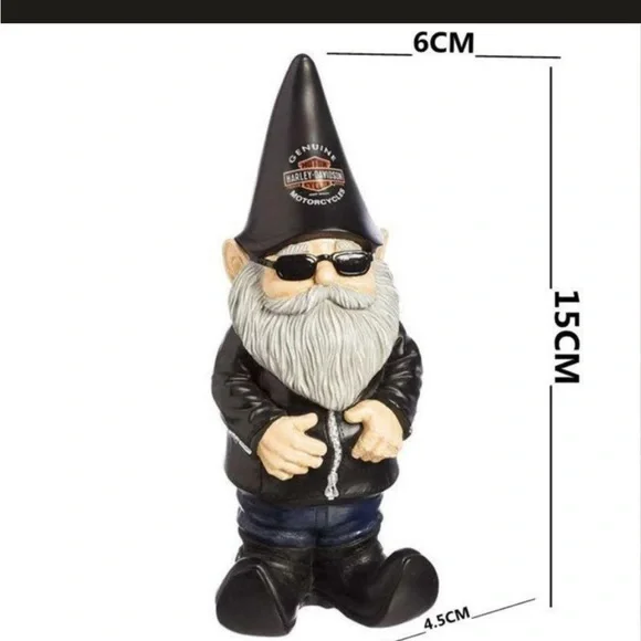 SET of Harley-Davidson® Biker Themed Garden Gnomes 4.5 x 3.5 x 11 inches - Picture 3 of 6